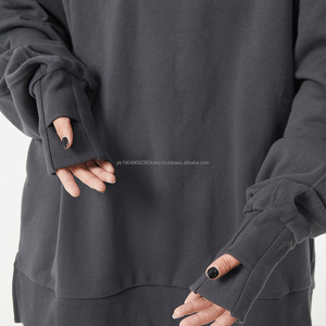 Sudadera desgastada con agujeros pesados de algodón 100% de alta calidad personalizada, Sudadera de cuello redondo rasgada lavada con ácido vintage - Product Image 5