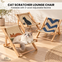 Chaise de plage pliable en bois PurrHound avec griffoir pour chat