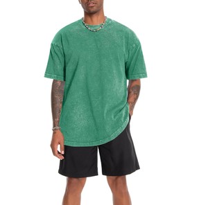 T-shirt vert délavé en coton 100 % pour homme, coupe oversize, manches courtes, col rond, style streetwear, couleur unie, OEM ODM, le plus vendu - Product Image 1