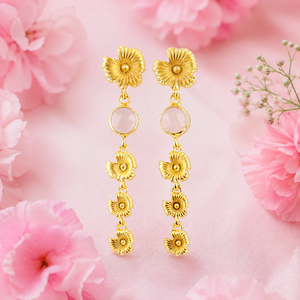 Boucles d'oreilles pendantes en laiton plaqué or 18 carats, style punk, motif fleur découpée, 62 mm, à fermoir poussoir, bijoux pour femme, cadeau idéal - Product Image 2