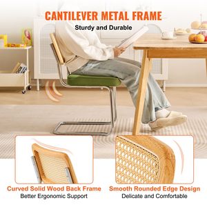 Set di 4 Sedie da Pranzo in Rattan Stile Mid-Century Moderno, Sedia Imbottita in Velluto con Design Retrò per Parchi e Bar - Product Image 4