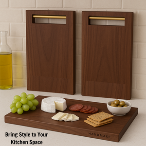 Acacia Wood Cutting Board with Metal Handle Rectangular <b>Kitchen</b> Chopping Board Serving Board - Product Image 1