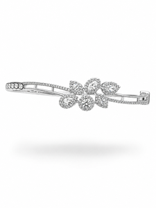 Women's White Silver Lab Grown Diamond <b>Cute</b> Classic Flower Design Brilliant Cut D Color Natural Wedding <b>Bracelet</b> - Product Image 3