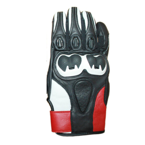 Gants de moto en cuir noir, rouge et blanc, gants de conduite à doigts entiers, ensemble de gants de protection pour le tourisme - Product Image 3