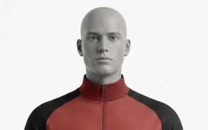 Survêtement rouge zippé pour homme, manches raglan, coupe classique, veste décontractée en tricot avec col montant, vêtements d'automne - Product Image 3