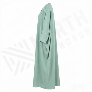 Nouvelle conception de vêtements islamiques simples, ensemble deux pièces Khimar Abaya avec hijab, robe de style musulman personnalisée en couleur, vente en gros pour femmes - Product Image 3
