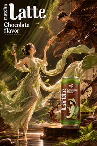 325ml Matcha <b>Chocolate</b> Latte Juice Drink NFC Fruit Beverage Can <b>Tinned</b> Packaging - Product Image 4