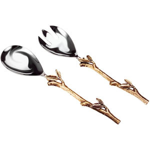 Servidores de Ensalada de Acero Inoxidable de Alta Calidad, Diseño Moderno y Elegante, Utensilios de Servir de Metal Pulido, Juego de 2 para Cocina y Comedor - Product Image 4