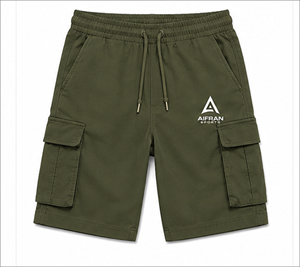 Black Men's Breathable Elastic Drawstring Knee-Length Woven Nylon/Cotton Cargo Shorts - Product Image 3