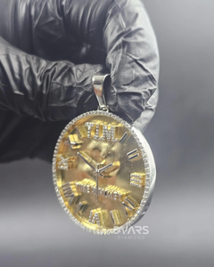 จี้นาฬิกา Dvars Diamond "Time Is Money" ชุบทอง พร้อมตัวเลขโรมัน จี้นาฬิกาแบบกำหนดเอง สไตล์ฮิปฮอป สำหรับเป็นของขวัญ - Product Image 3