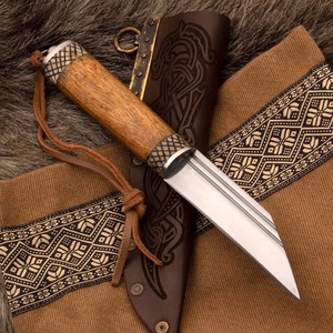 Cuchillo de Camping Vikingo Artesanal Premium de Grado Industrial de 7.5 Pulgadas, Acero al Carbono, Mango de Madera, Punta Recta, OEM - Product Image 4