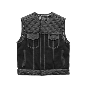 Gilet/veste en cuir véritable de vachette, respirant, couleur noire cirée vintage, pour homme et femme - Product Image 4