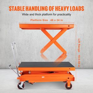 Nuovo Carrello Elevatore Idraulico a Doppia Forbice da 1760 libbre (800 kg) con Piattaforma da 150 cm, Manuale, 4 Ruote Antiscivolo per Fattorie - Product Image 3
