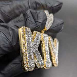 จี้เพชรโมอิสซาไนต์แบบ Iced Out จี้ตัวอักษรสั่งทำได้ สไตล์ฮิปฮอป บลิงๆ สำหรับทุกเพศ แฟชั่นเครื่องประดับ ความใสระดับ VVS รูปหัวใจ ของขวัญ - Product Image 5