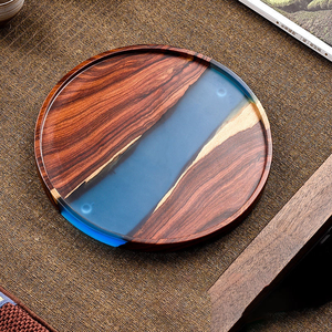 Plateau de service en bois de qualité supérieure personnalisé, décoration de table, sous-verres pour boissons, plateau en résine avec sous-verre en résine océanique - Product Image 6