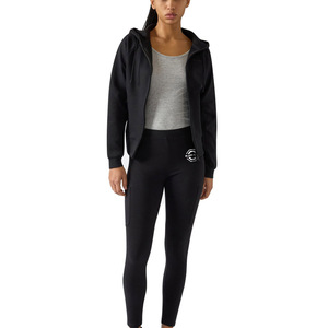 Leggings pour femmes à taille haute, sexy, longs, avec poches, logo personnalisé, extensibles, tricotés, couleur unie noire, style sportif - Product Image 4