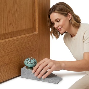 Ceramic Cabinet Knob Round Traditional Design Teal Color with Black Pattern Durable Handle for Furniture - Product Image 4