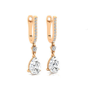 Pendientes de Aro Colgantes con Diamante Cultivado en Laboratorio de Corte Pera de 9*7mm, 2 Quilates, Oro de 14K y 18K, Forma de Gota de Agua, Certificado IGI, Lujosos, Unisex, Finos - Product Image 4