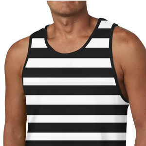 Último Diseño Personalizado, Camiseta sin Mangas con Cuello Redondo a Rayas Blancas y Negras para Hombre, Estilo Informal de Punto, Prenda de Verano - Product Image 3
