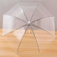 Parapluie promotionnel automatique transparent de 90 cm à 8 baleines avec poignée en J pour adultes, idéal pour la pluie, la vente au détail, les mariages et les événements, avec logo personnalisé