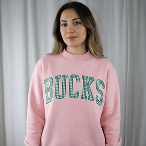<b>Pink</b> Oversized Crew Neck Custom DEW <b>Women</b>’s Mock Neck Sweatshirt Wholesale OEM Embroidered Lettering Oversized Casual Streetwear - Product Image 2