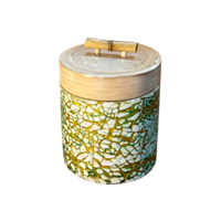 Boîte de rangement décorative en bambou avec couvercle en laque mosaïque coquille d'œuf, gravée au laser, pour bonbons et sucre, décoration d'intérieur, vente en gros