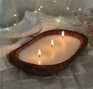 Support de bougie rustique en bois de style farmhouse, décoration d'intérieur, bougeoir en forme de bol - Product Image 1