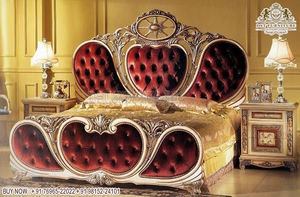 Juego de cama de tamaño Queen de madera estilo Rococo francés, cama hecha a mano con acabado clásico y soporte de noche para habitación principal, camas talladas a mano - Product Image 2