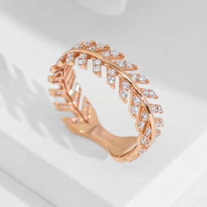 Olive Leaf Leaf-shaped Multi-row Rose Gold <b>Fine</b> <b>Rings</b> for Women - Product Image 1