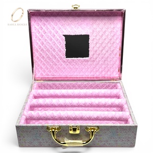 Sparkle Finish Jewelry <b>Storage</b> Jewelry <b>Box</b> with Mirror Multi Slot Bangle Organizer Design PU Leather Rectangle Design Wholesale - Product Image 1