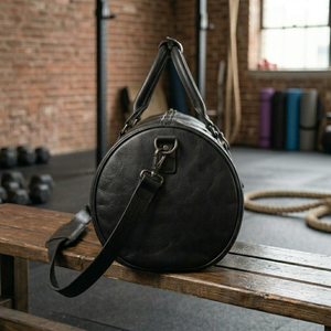 กระเป๋าออกกำลังกายหนังแท้สีดำขนาด 22 นิ้ว พรีเมียม สำหรับเดินทางท่องเที่ยวช่วงสุดสัปดาห์  ผู้ผลิตและจำหน่ายส่ง OEM - Product Image 2