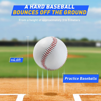 WARPRO INDUSTRY Baseball à motif uni blanc avec surpiqûres rouges, durable, 9 pouces, pour gaucher, en bambou et plastique, balle d'entraînement, 1 pièce