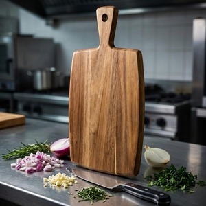 Tabla de cortar rectangular de madera de acacia ecológica al por mayor, 1.8 cm de grosor, tamaño personalizado, bandeja grande de corte de grano final, cera de abejas - Product Image 5