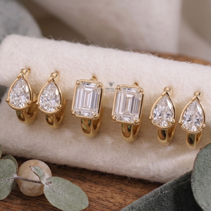 Pendientes de Aro con Diamantes Cultivados en Laboratorio, Corte Pera/Radiante/Esmeralda, Claridad VS VVS, Color DEF, Oro Sólido de 14K/18K, Certificados por IGI - Product Image 2