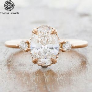 Bague de fiançailles Charm_Jewells pour femme en or rose plaqué, moissanite taille coussin, sertissage classique à griffes, certifiée IGI, 3 grammes - Product Image 1