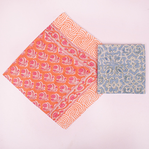 Pañuelo Cuadrado de Algodón con Estampado Azul y Naranja, Casual, Transpirable, para Primavera/Verano, Impresión Digital, a la Moda, Suave al Contacto con la Piel - Product Image 4