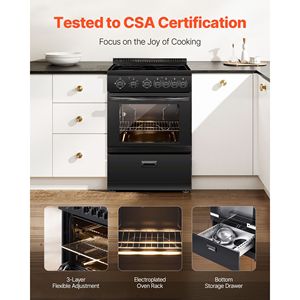 Compact 24 Electric <b>Range</b> Oven with 2.7 Cu. Ft. Capacity Stainless Steel 4-Burner Kitchen Stove Easy to Use Freestanding Oven - Product Image 6