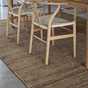 Tapis d'intérieur uni en jute naturelle tissé à la main, à poils ras, d'épaisseur moyenne, écologique, avec envers en jute, pour salon, chambre et décoration intérieure - Product Image 1