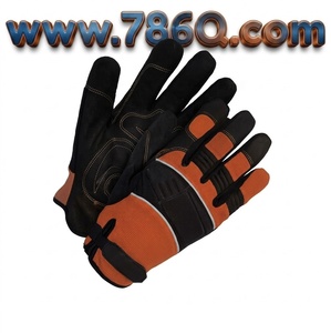 Gant de mécanicien en cuir synthétique avec style de paume rembourré avec fermeture à crochet et boucle Gants de sécurité de travail - Product Image 1