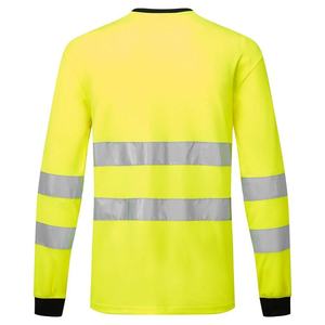 เสื้อทำงานแขนยาวแบบมองเห็นได้ชัดเจน ยูนิเซ็กซ์ สีเหลือง แถบสะท้อนแสง ผ้าฝ้าย ชุดยูนิฟอร์มนิรภัย กันลม สวมใส่สบาย - Product Image 2
