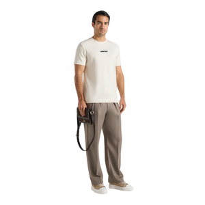 Camisetas de algodón para hombre con cuello redondo, manga corta, ajuste slim, estampado en el pecho, espalda lisa, jersey suave, casual, venta al por mayor, OEM personalizado - Product Image 1