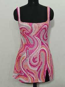 Mini robe de soirée rose brodée de paillettes, sans manches, moulante, robe de cocktail pour femmes, robe courte de fête, maillot de bain - Product Image 1