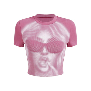 Women's Crop <b>Tops</b> Customize Wholesale High Quality Tees Shirts Ladies Summer Crop <b>Tops</b> Sexy Cropped T-Shirts - Product Image 2