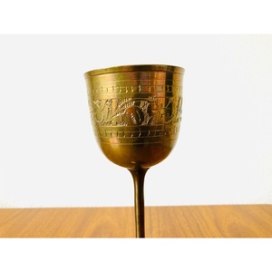 Vintage Brass <b>Wine</b> <b>Goblet</b> Handmade Embossed Bell Shape For Party Occasion - Product Image 2