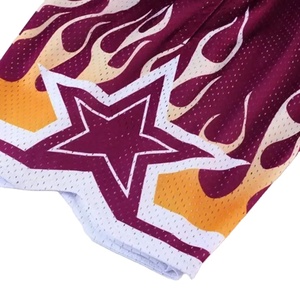 Shorts de basketball pour hommes personnalisés, en maille tricotée unie, avec imprimé palmier sublimé, séchage rapide, respirant, en maille élastique, vêtements de sport - Product Image 3