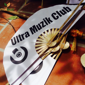 Vente en gros Ventilateur pliant portable en bambou écologique du Vietnam Logo imprimé personnalisé pour l'artisanat traditionnel de mariage - Product Image 5