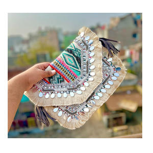 Style bohème indien Designer fait à la main femmes coton Messenger sac petite pochette à monnaie perlée pochette pour soirée sac à provisions - Product Image 5
