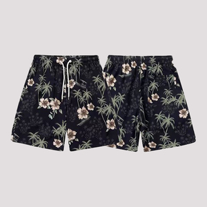 Shorts de bain décontractés personnalisés pour homme, 100 % coton, avec imprimé floral par transfert thermique, style cargo à boutons, sexy - Product Image 3