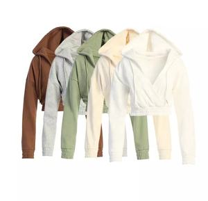 Alta calidad logotipo personalizado Drop Shipping Oversized Crop Top Pullover sudadera recortada Hoody mujeres Crop Top Hoodies - Product Image 1