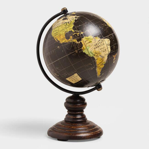 Globe lumineux décoratif en fer vert 8 pouces plaqué or. Globe terrestre de style ancien pour bureau et table, taille moyenne, vert clair - Product Image 6